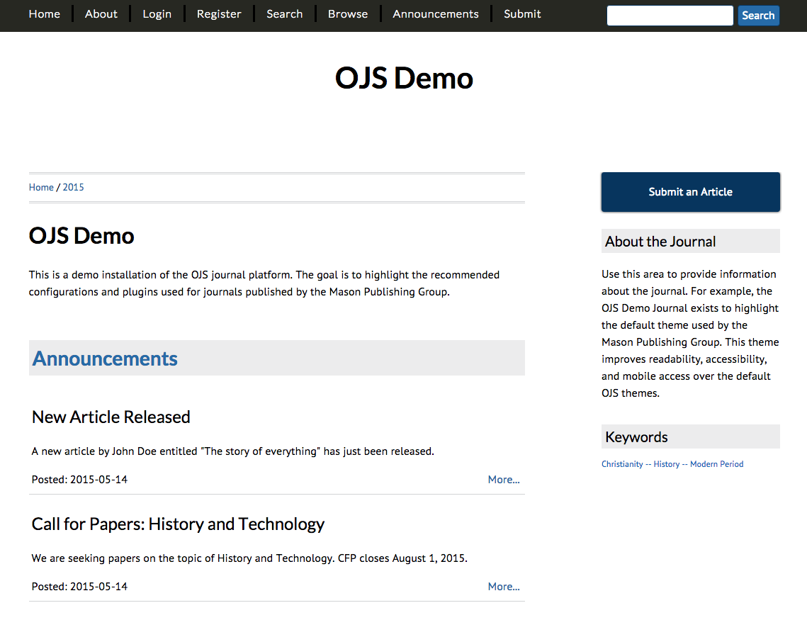 New Theme for OJS Journals
